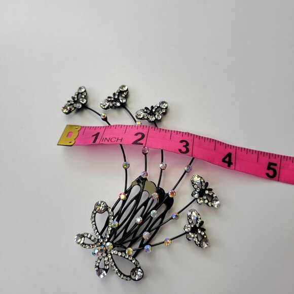 Crystal Studded Butterfly Hair Comb Wedding HairComb Bridal HairClip - Picture 6 of 10